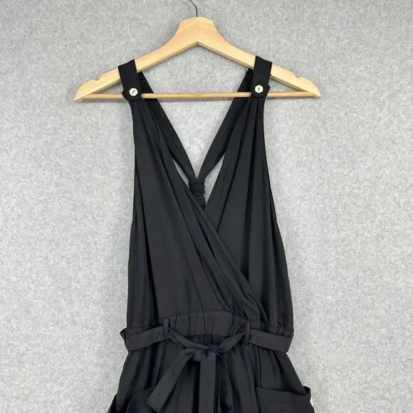 Elevenses Jumpsuit Womens 2 Black Anthropologie Sable Romper Cropped Wide Leg - Picture 2 of 11